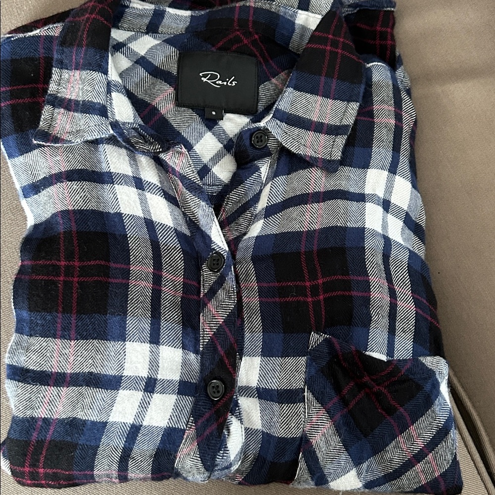 Rails Navy and White Checkered Shirt